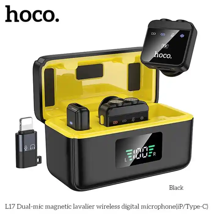 Hoco L17 Dual-Mic Magnetic Lavalier Wireless Digital Microphone (Type-C/iphone)